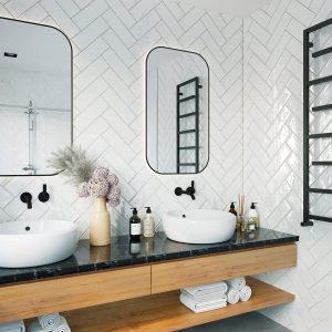 Metro Tiles White Glaze Ripple Effect 10x30cm