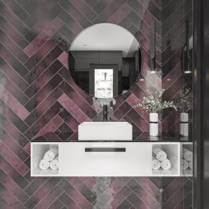 burgundy metro tiles wall for bathroom wall tiles in high gloss