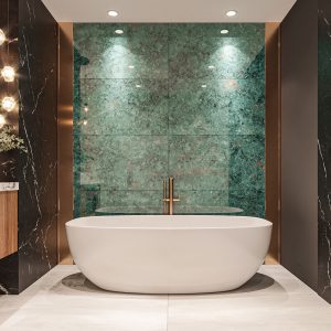 green marble tiles in high gloss in bathroom wall tiles