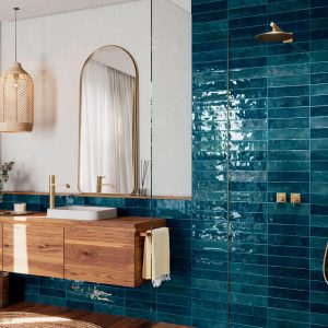 Blue metro wall tiles bathroom wall tiles