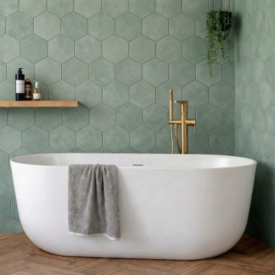 green hexagon tiles floor tiles wall tiles Feature wall tiles