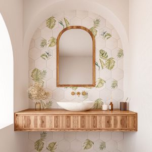 floral hexagon tiles floor wall bathroom tiles