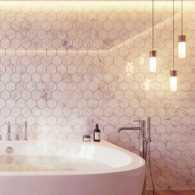 real marble mosaic tiles main feature wall