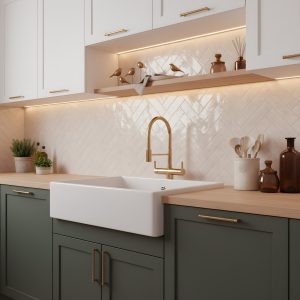 beige metro tiles wall kitchen splashback tiles