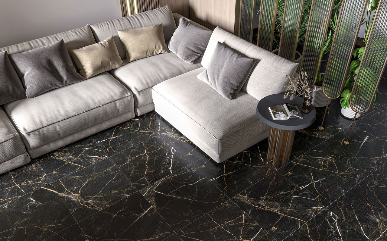 black marble tiles