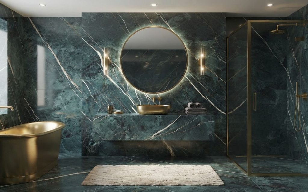 green marble tiles