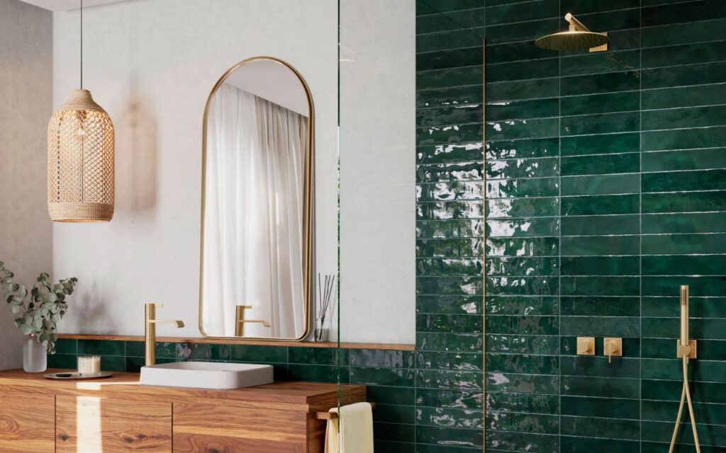 Victorian green tiles: classic style for bathrooms and hallways